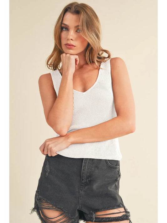 Hedi Knit Tank - White