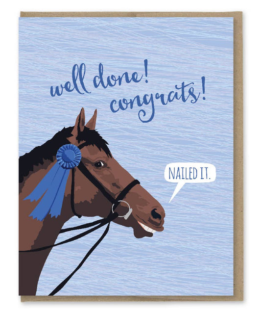 Blue Ribbon Horse Nailed It Congratulations Card