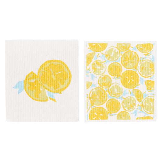 Lemon Slices blu Cloths Reusable Sponge-Cloth, Set of 2