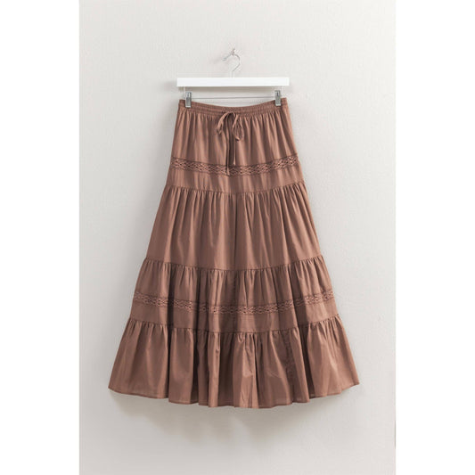 High-Waist Cotton Voile Tiered Maxi Skirt