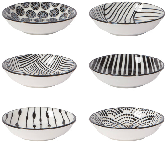 Bits and Dots Black and White Pinch Bowls Set of 6