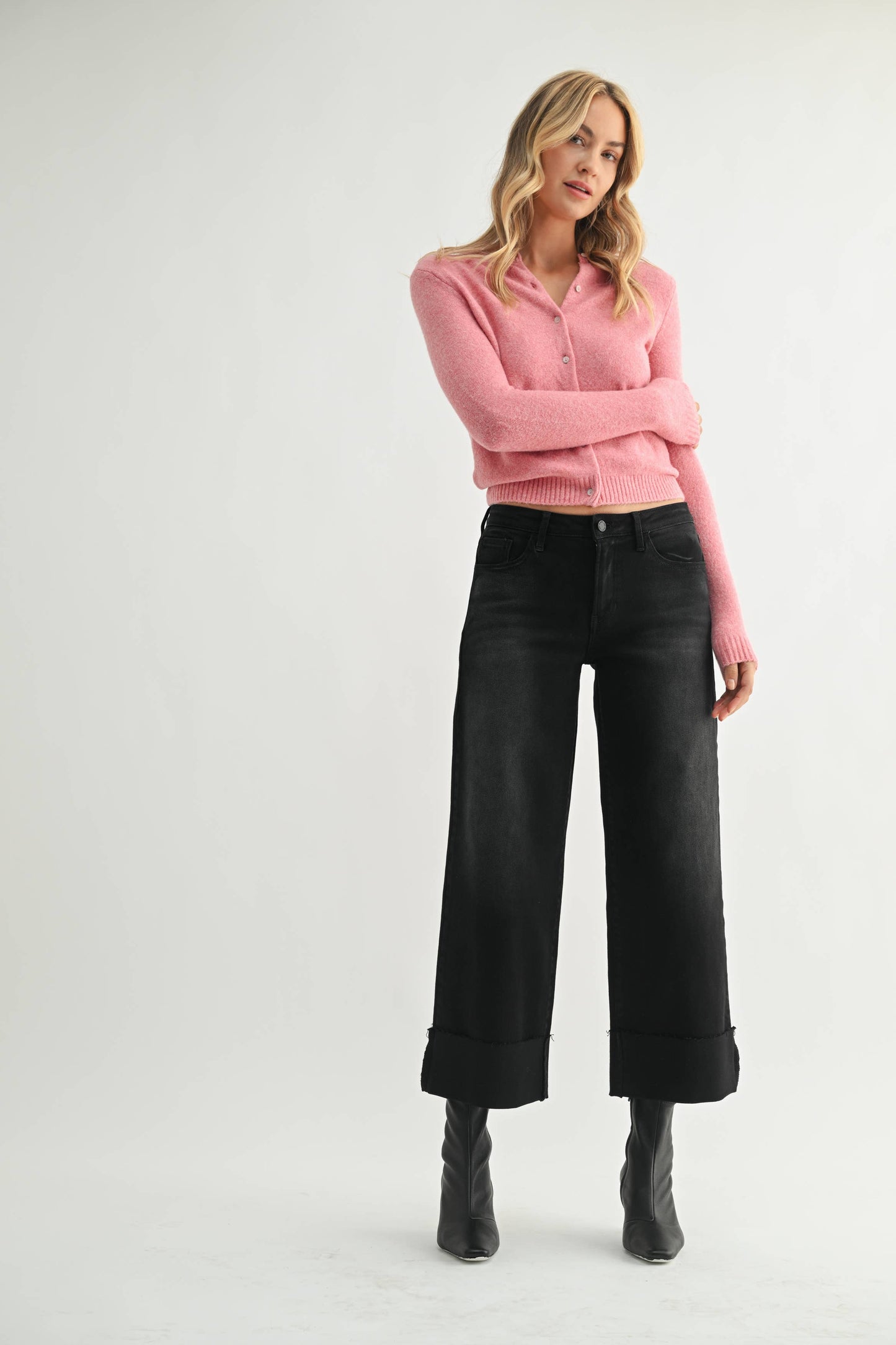 Scissor Cut Cuffed Wide Leg