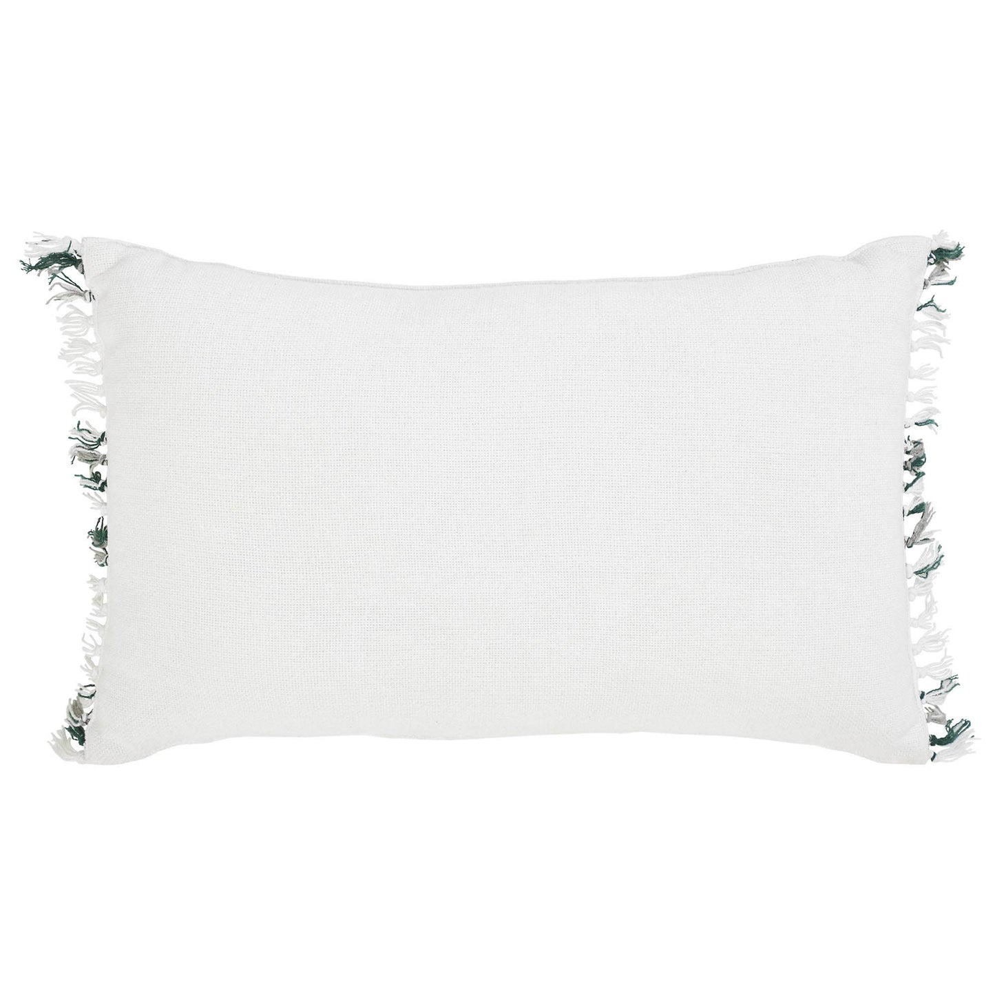 Harper Plaid Green White Pillow Fringed 14"x22"