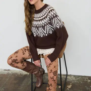 Faire Isle Pullover - Brown