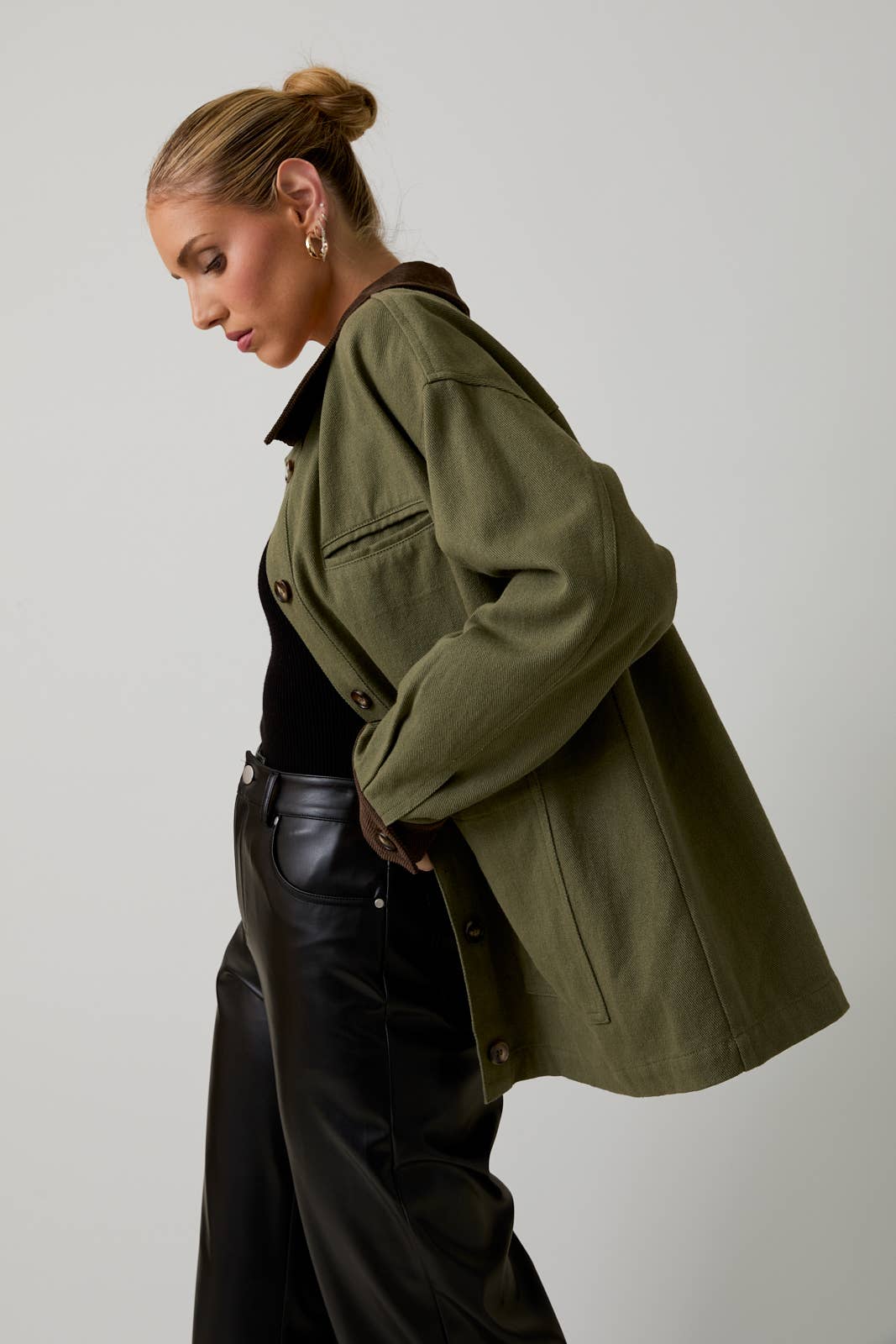 Button-down Barn Coat - Olive