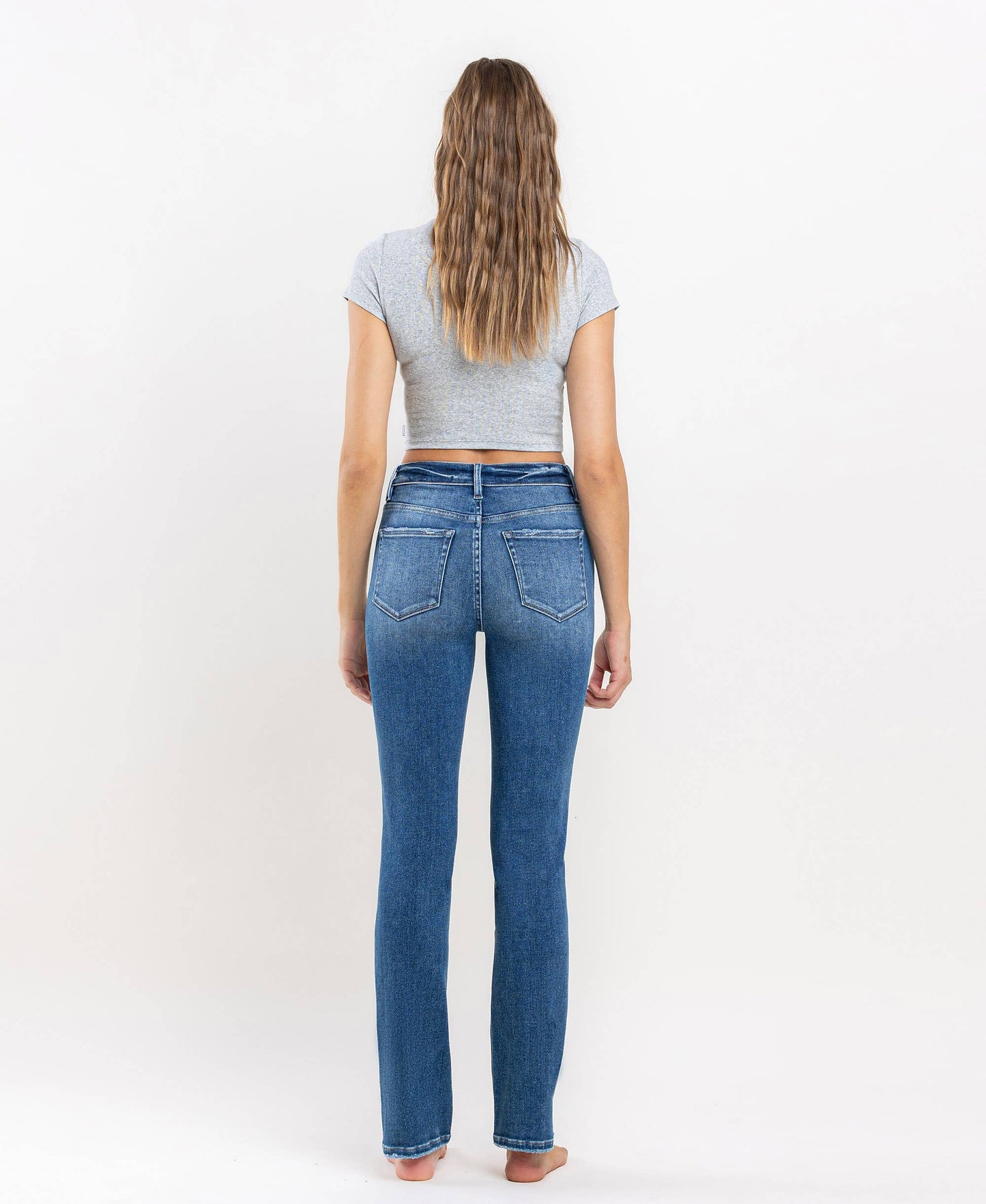 High Rise Long Slim Straight Jeans