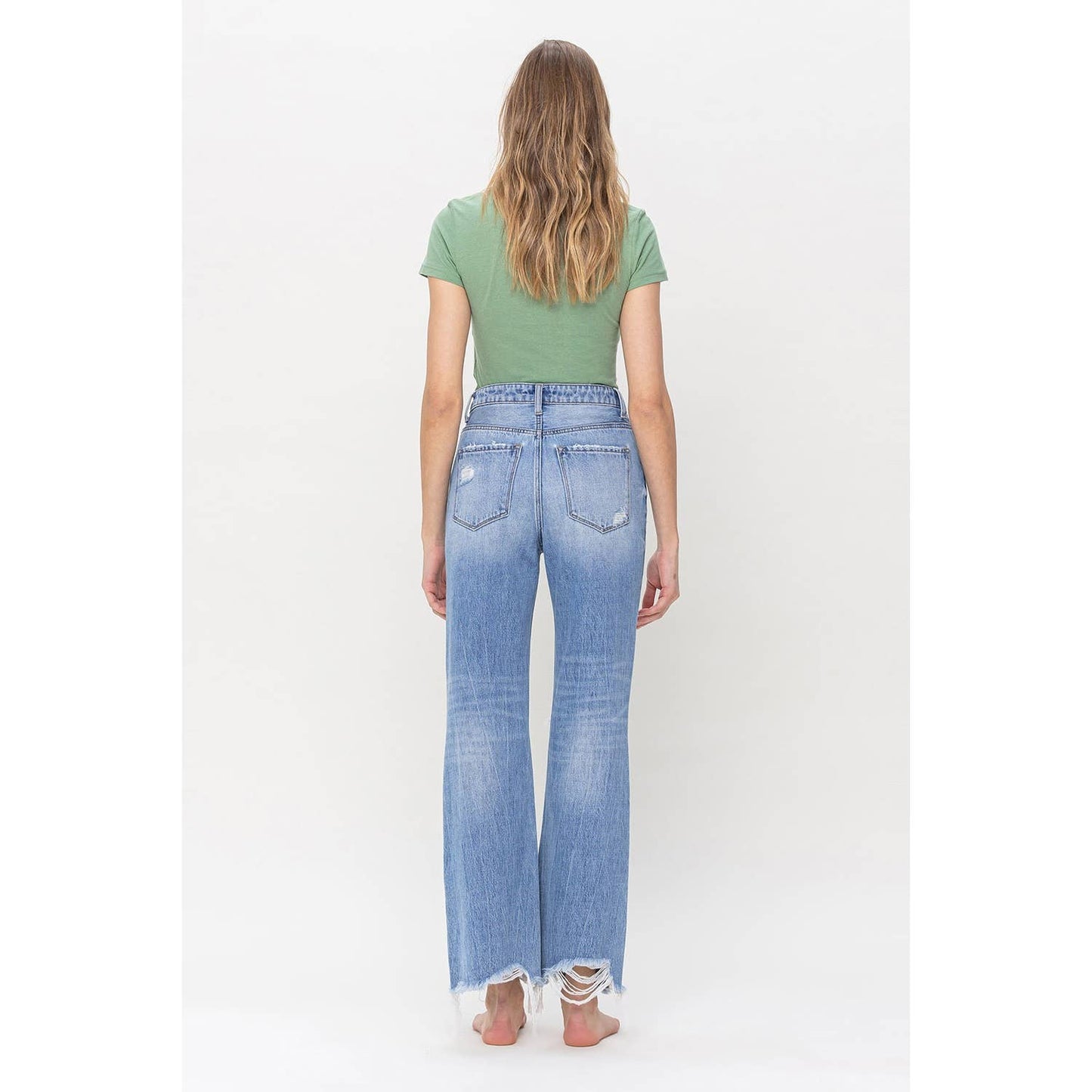 90's Vintage High Rise Distressed Crop Flare Jean