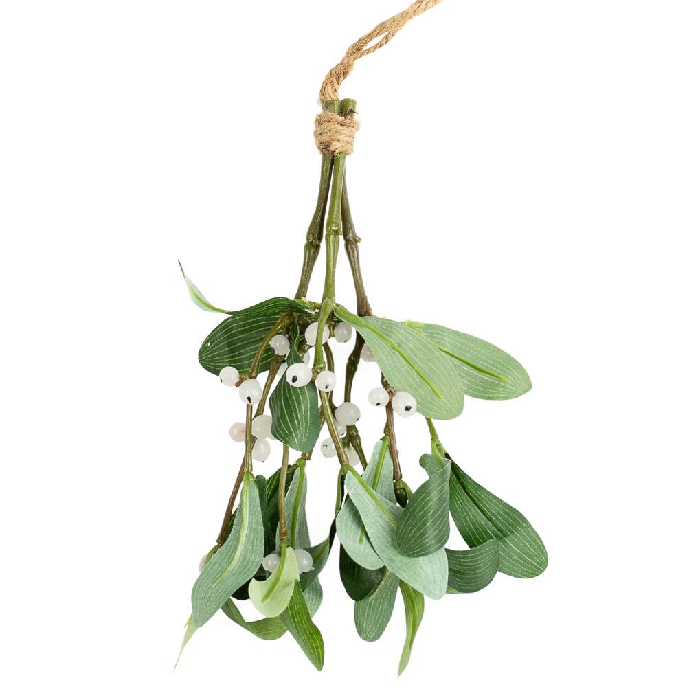 8"  Artificial Mistletoe with Jute Hanger