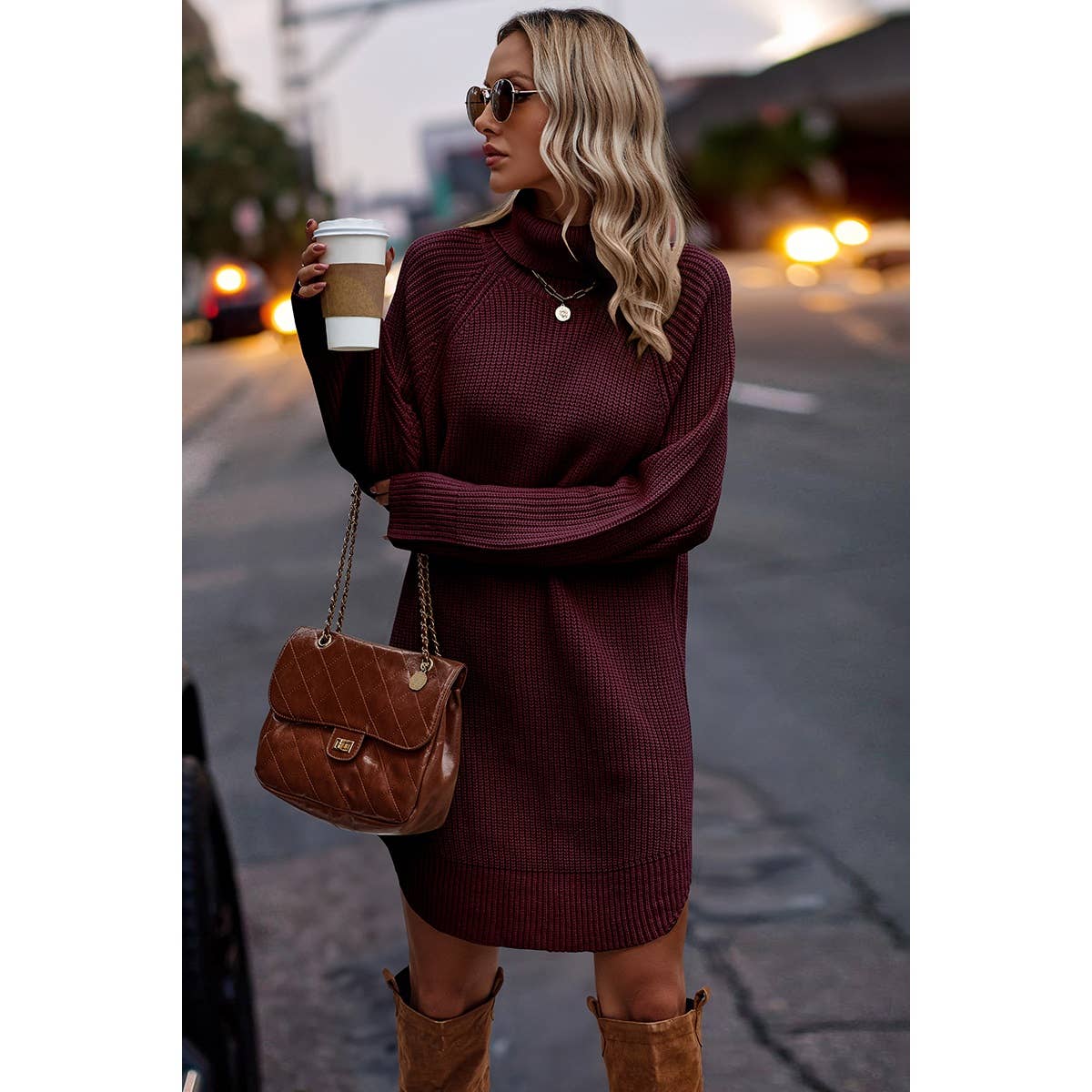 Sweater Dress - Wine