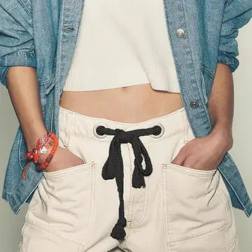 Lace-Up Denim Shorts