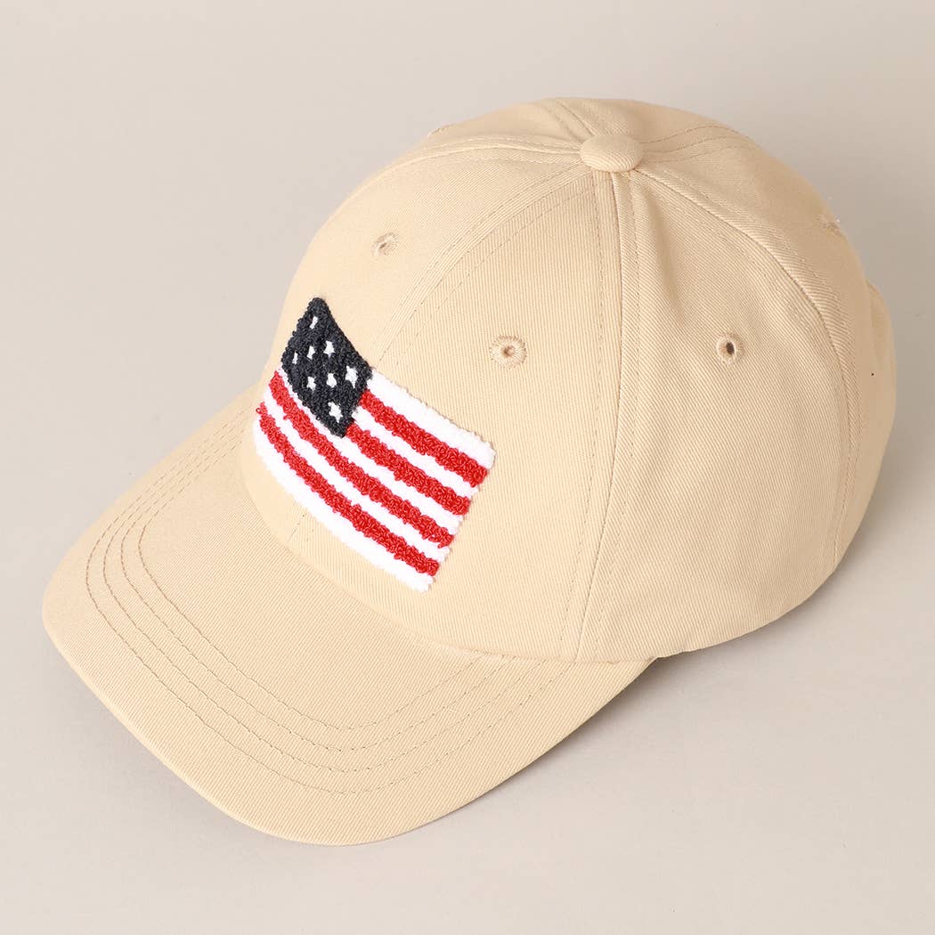 American Flag Chenille Patch Baseball Hat
