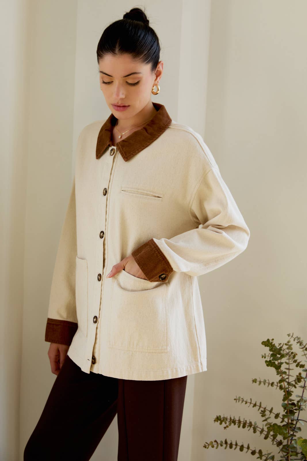 Button-down Barn Coat - Olive