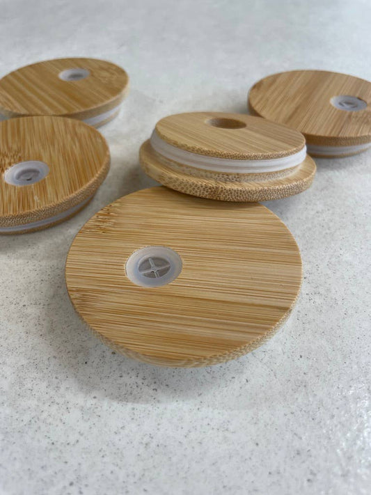 Bamboo lids for Can Glassware