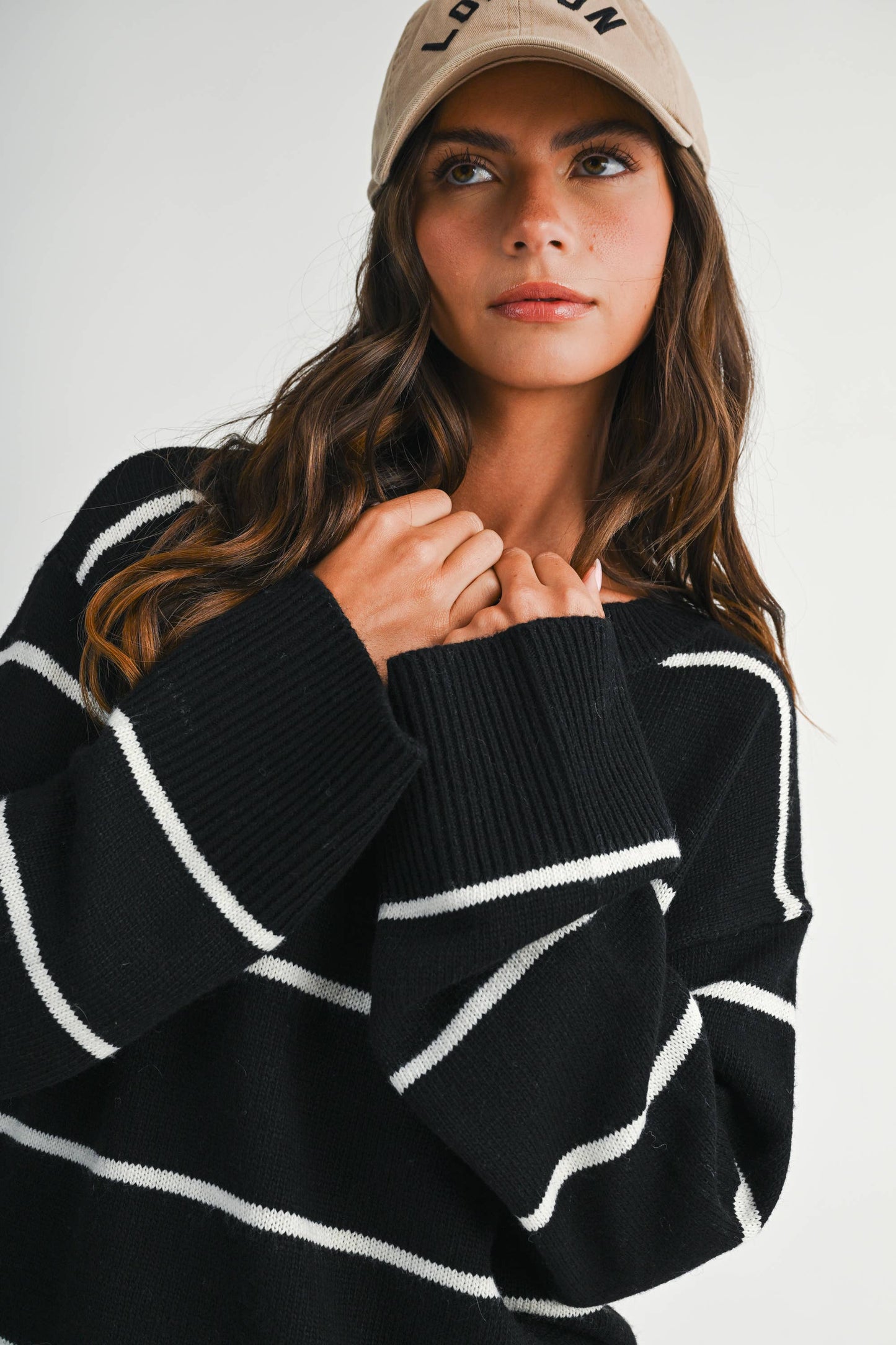 Relaxed Stripe Side Slit Sweater