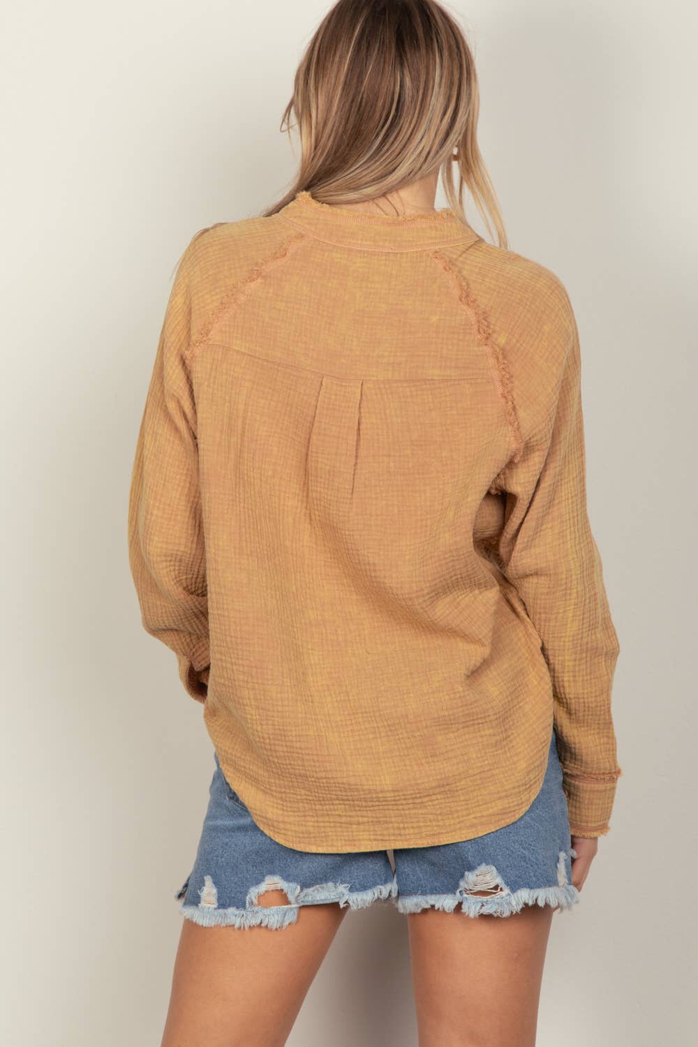 Oversized Cotton Gauze Top - Golden Brown