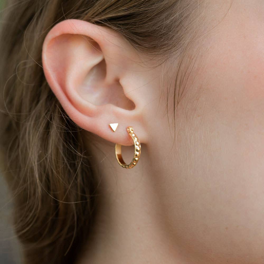 Small Vintage Beaded Hoops- silver