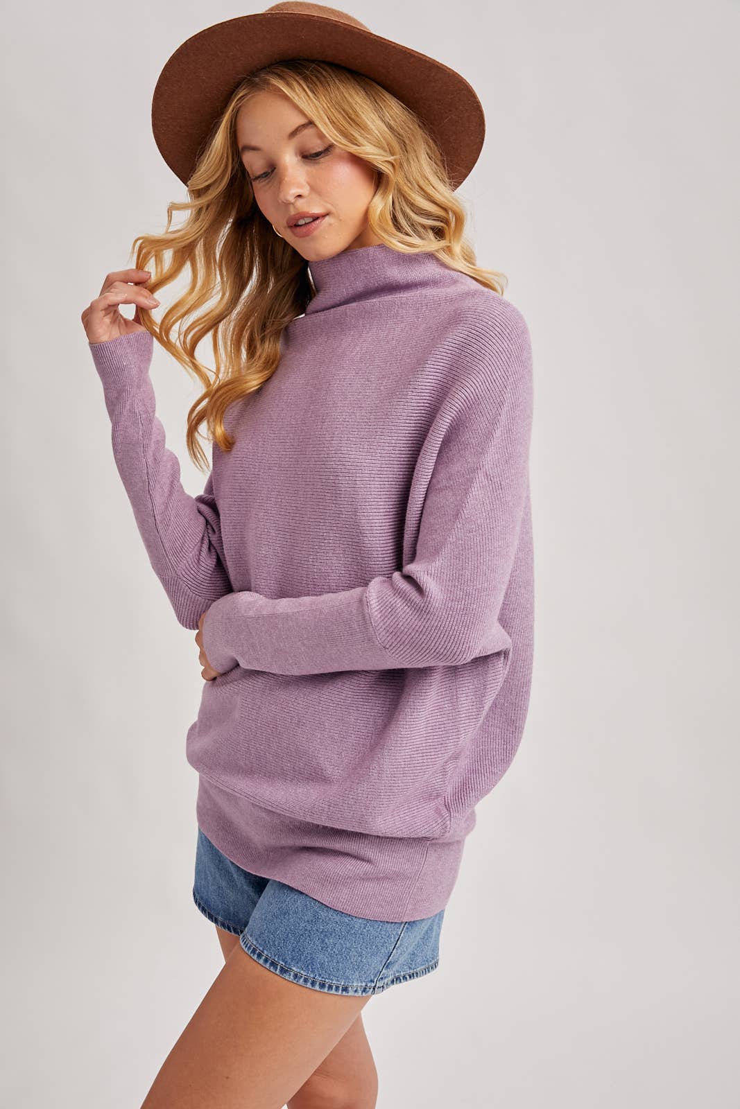 Slouch Neck Sweater - Lavender