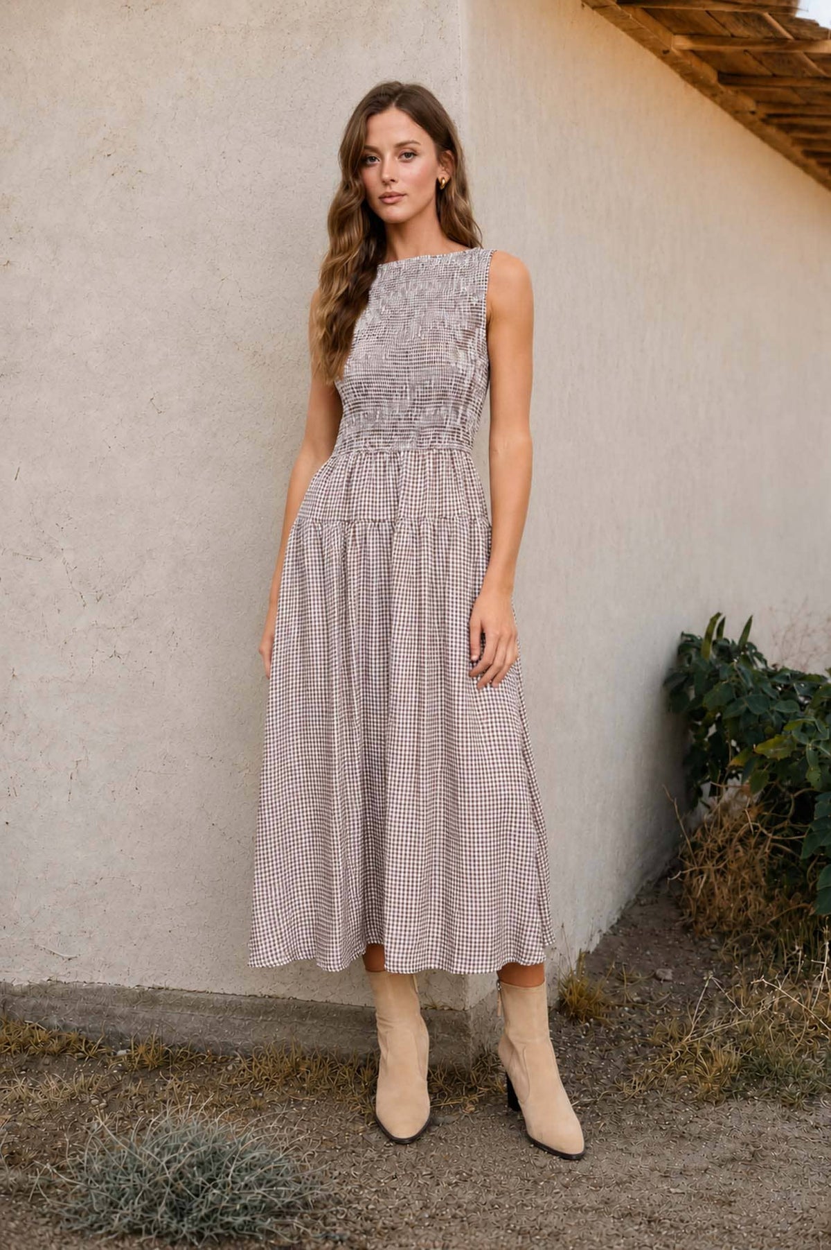 Smocked Gingham Dress