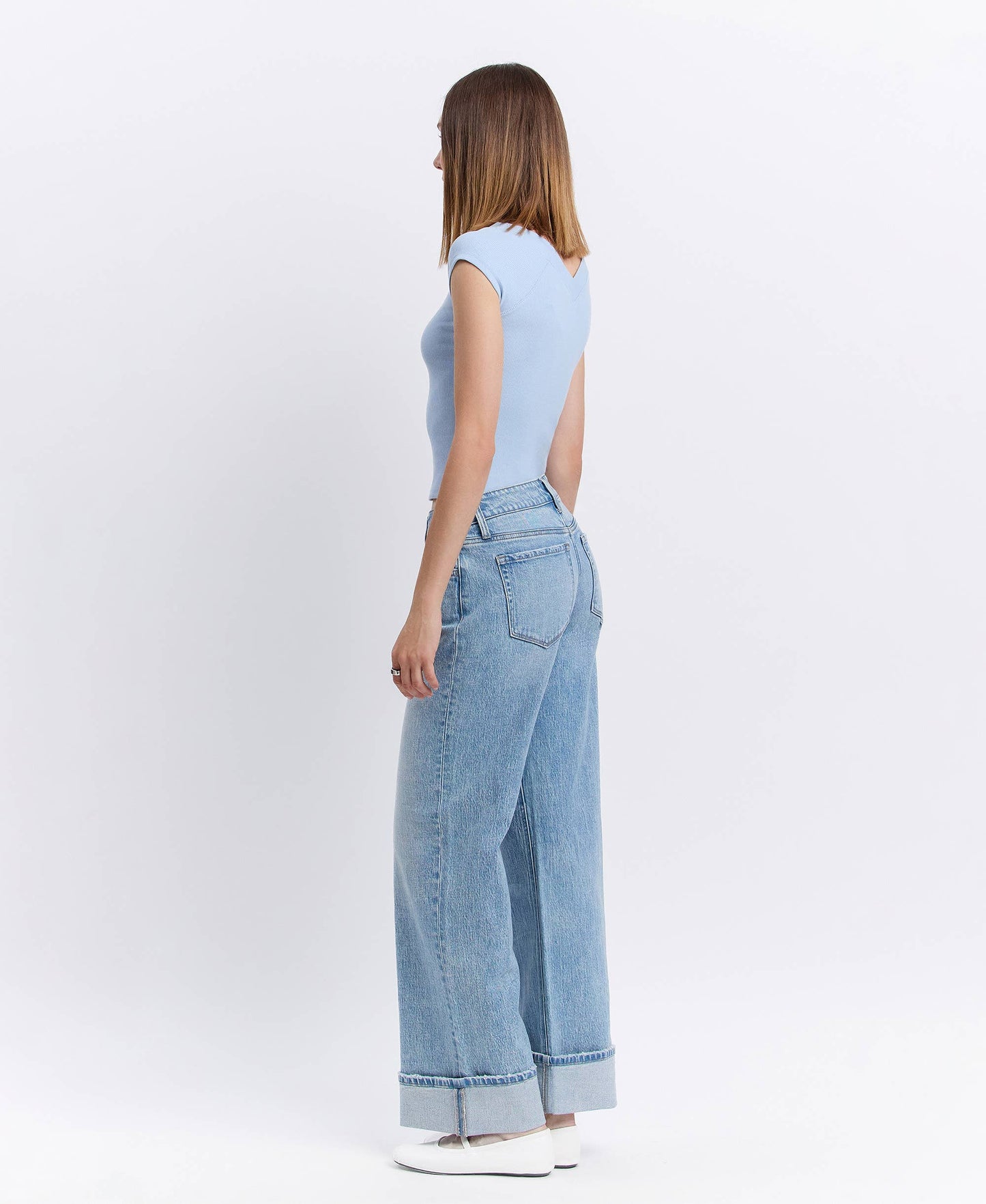 Low Rise Cuffed Jeans