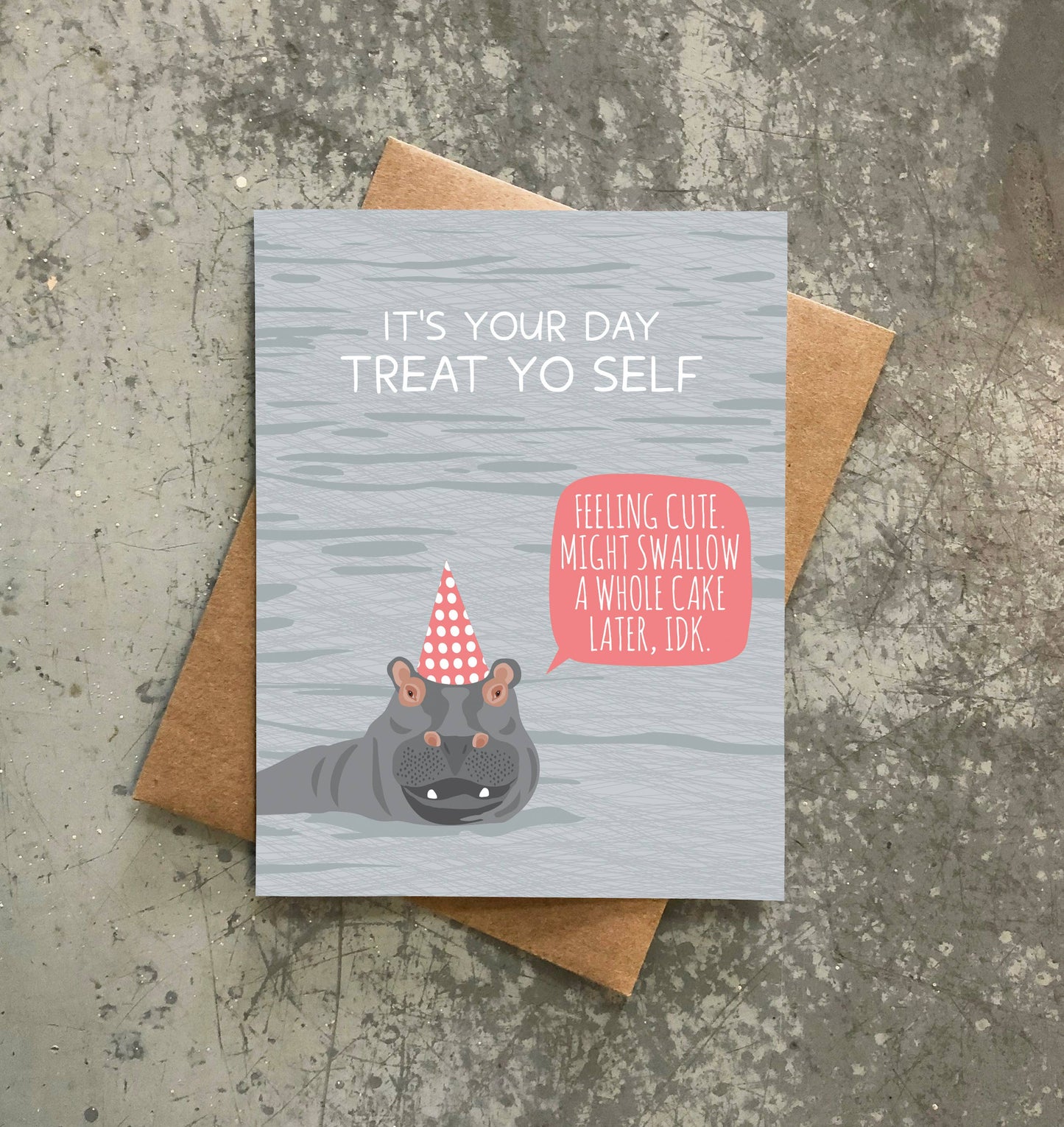Hippo Swallow Cake Birthday Card
