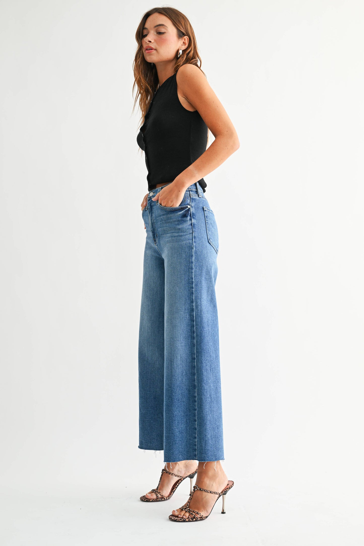 High Rise Scissor Cut Wide Leg - Medium Denim
