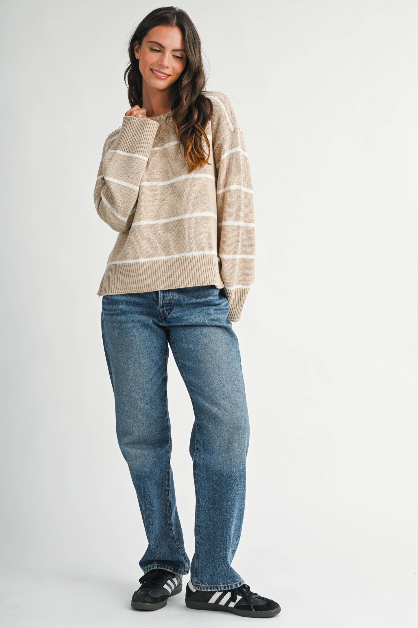 Relaxed Stripe Side Slit Sweater