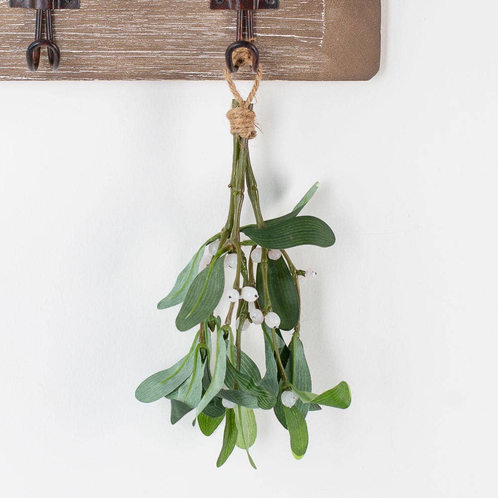 8"  Artificial Mistletoe with Jute Hanger