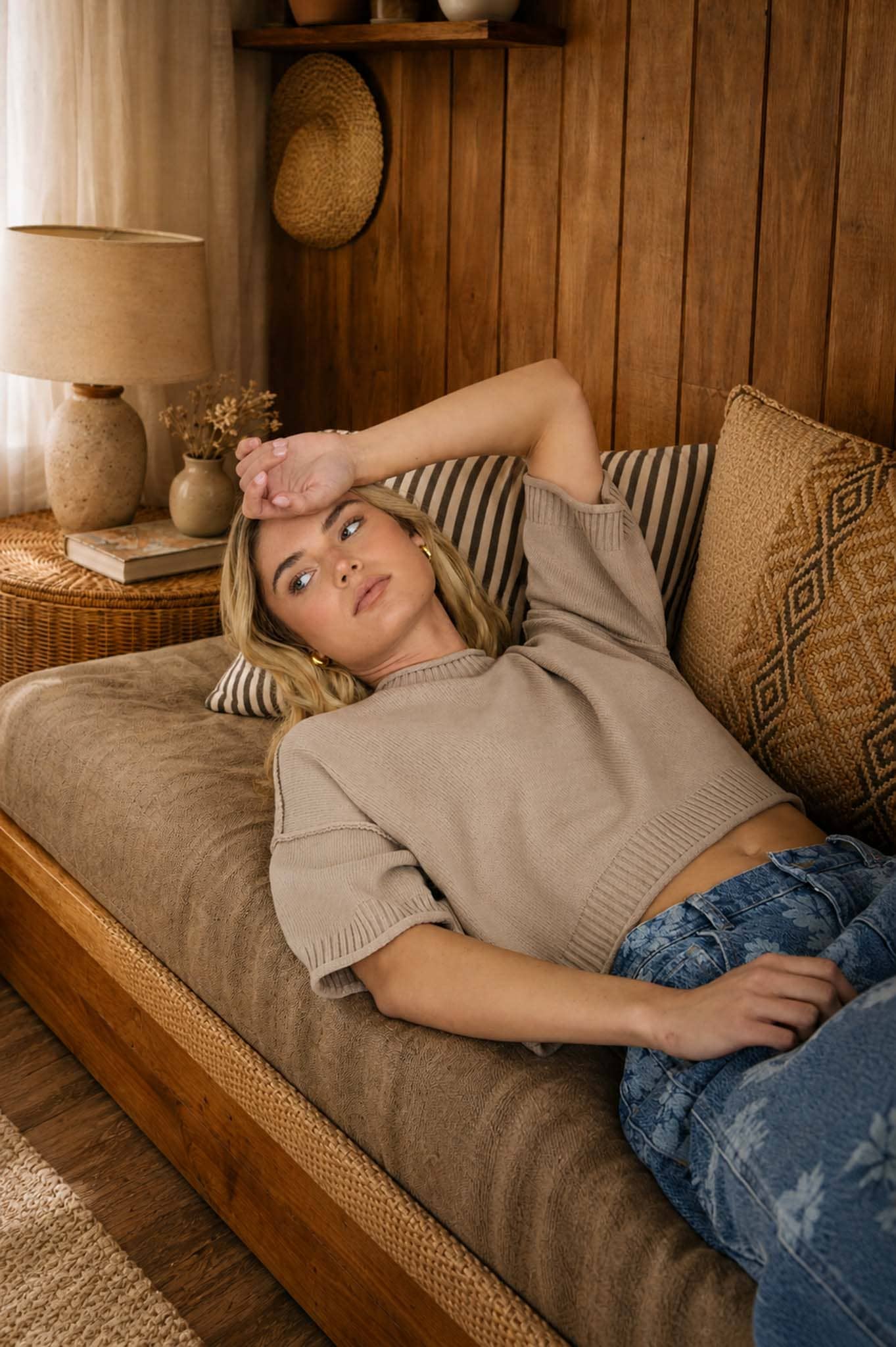 Short Sleeve Sweater - Taupe