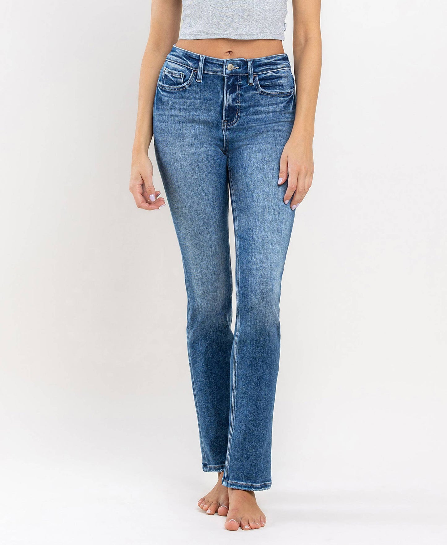 High Rise Long Slim Straight Jeans