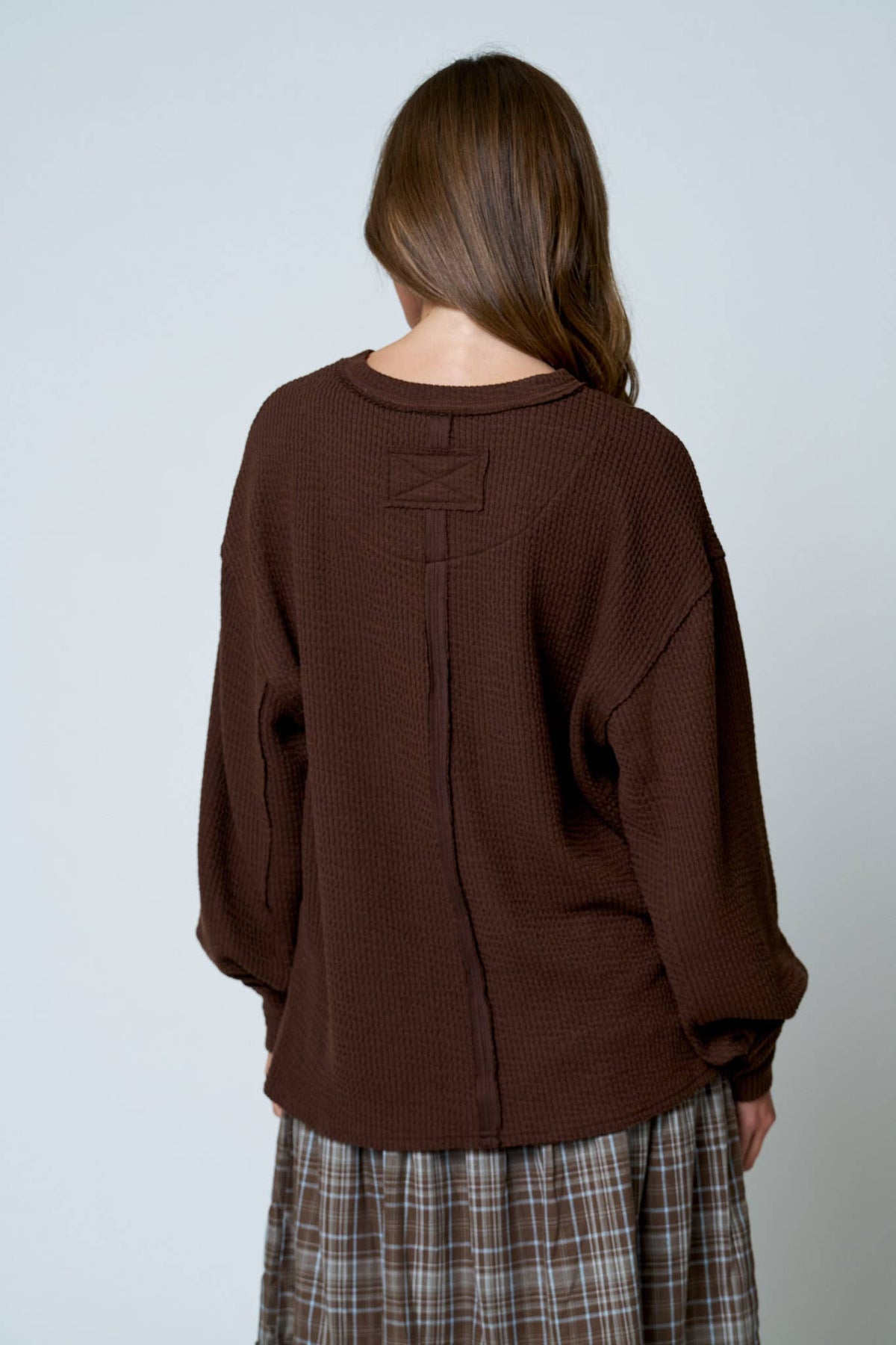 Knit Top w/ lantern sleeve - Brown