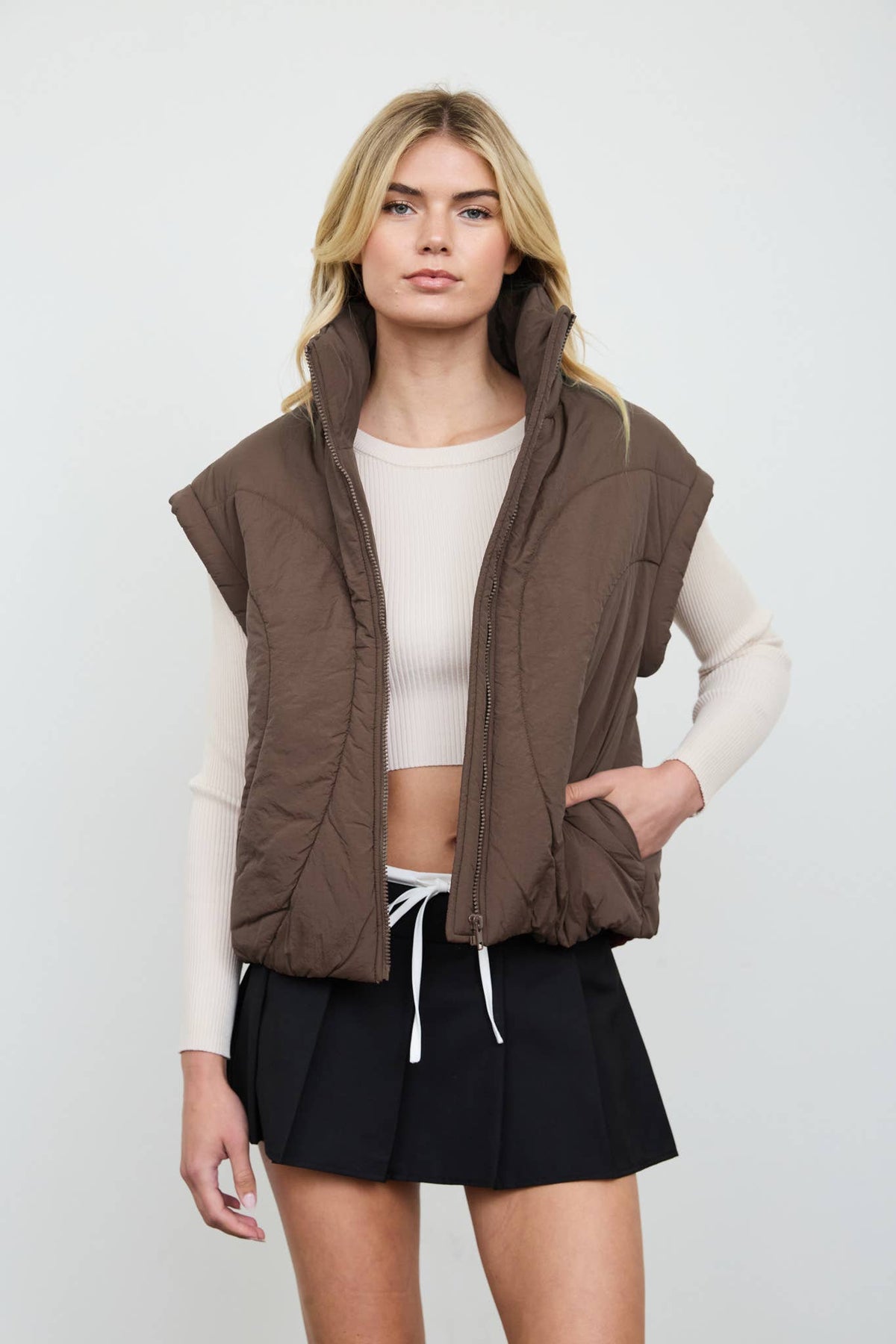 Mock Neck Puffer Vest