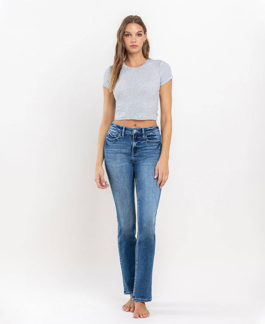 High Rise Long Slim Straight Jeans