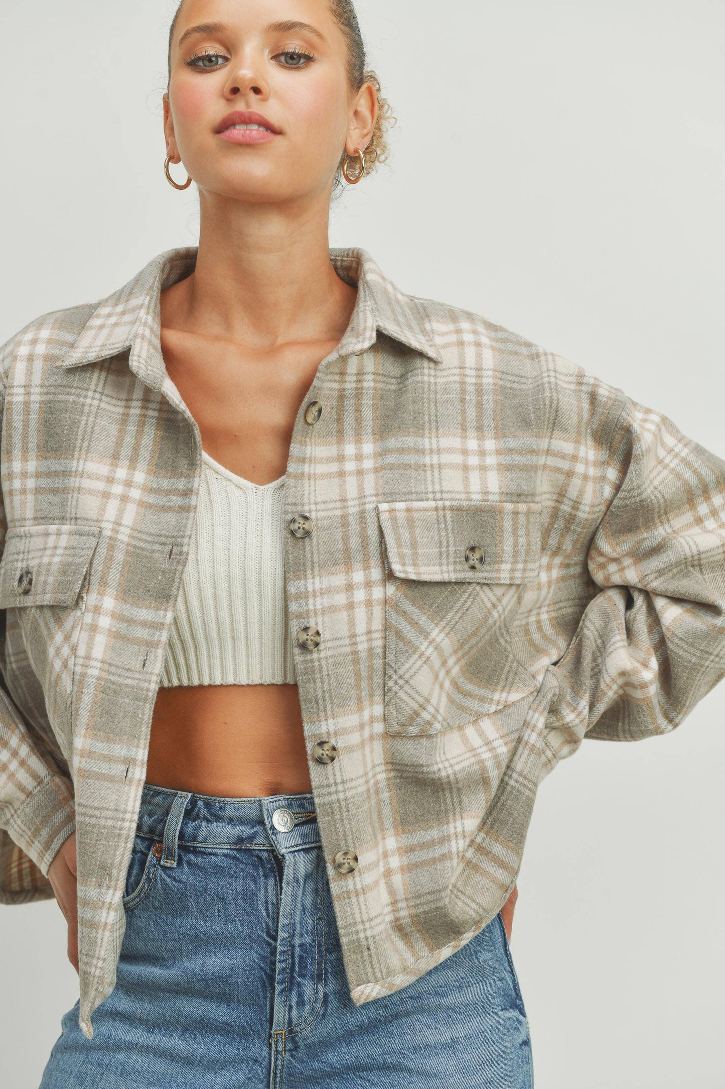 Plaid Crop Fall Shacket