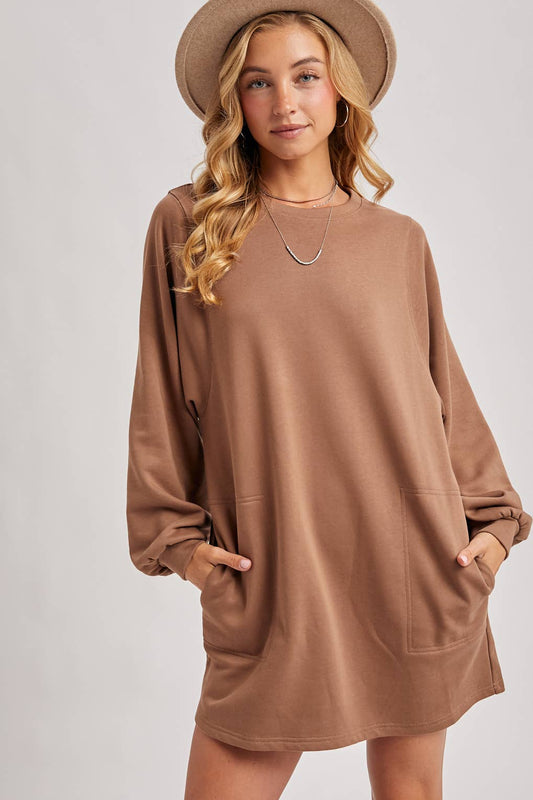 Oversized Sweater Dress w/Pockets - Coco