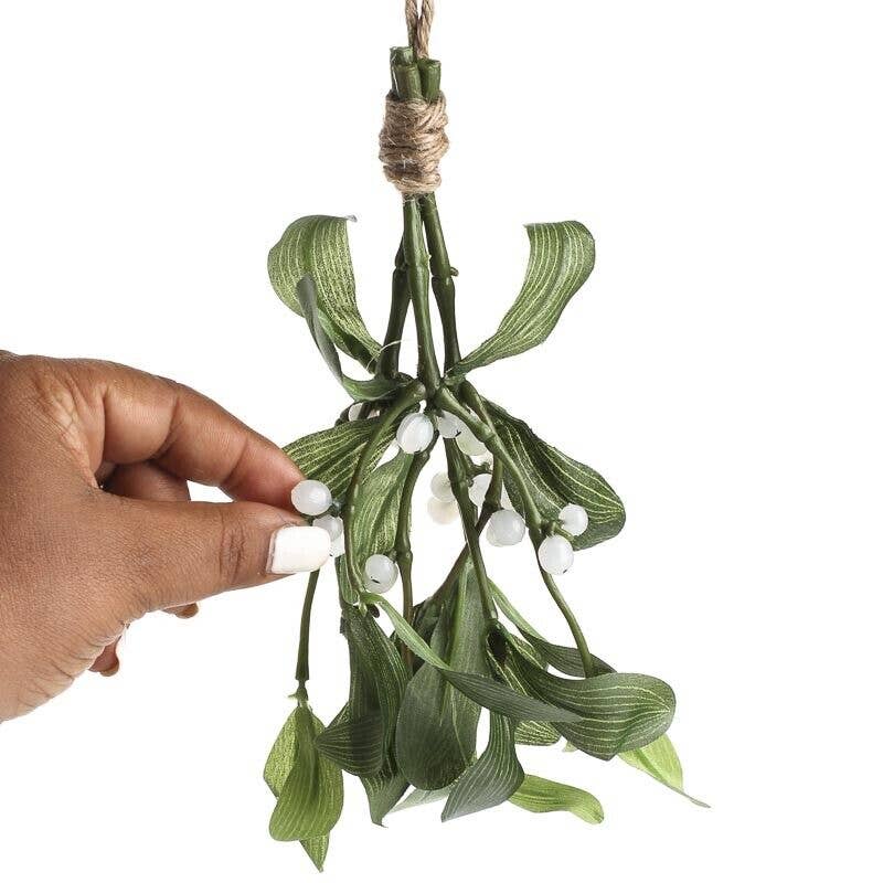 8"  Artificial Mistletoe with Jute Hanger