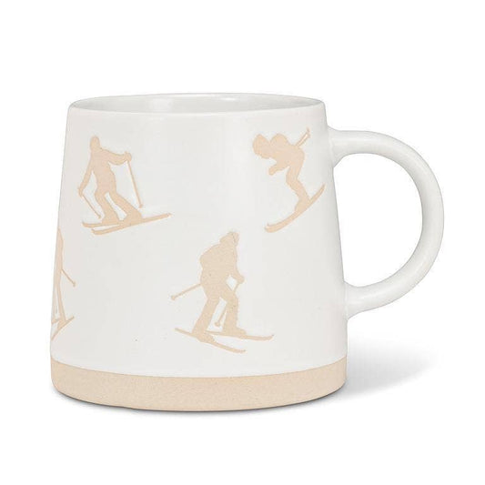 Wide Base Mug with Skiers
