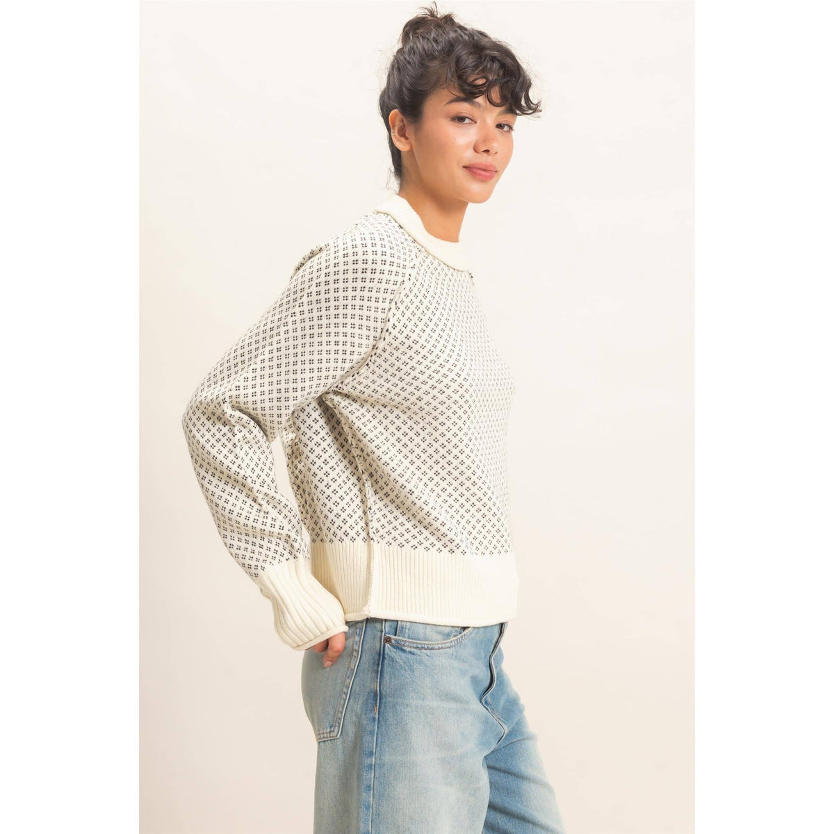 Patterned Sweater -Cream
