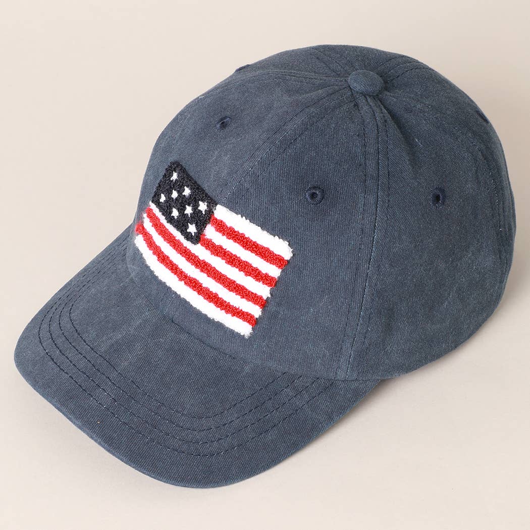 American Flag Chenille Patch Baseball Hat