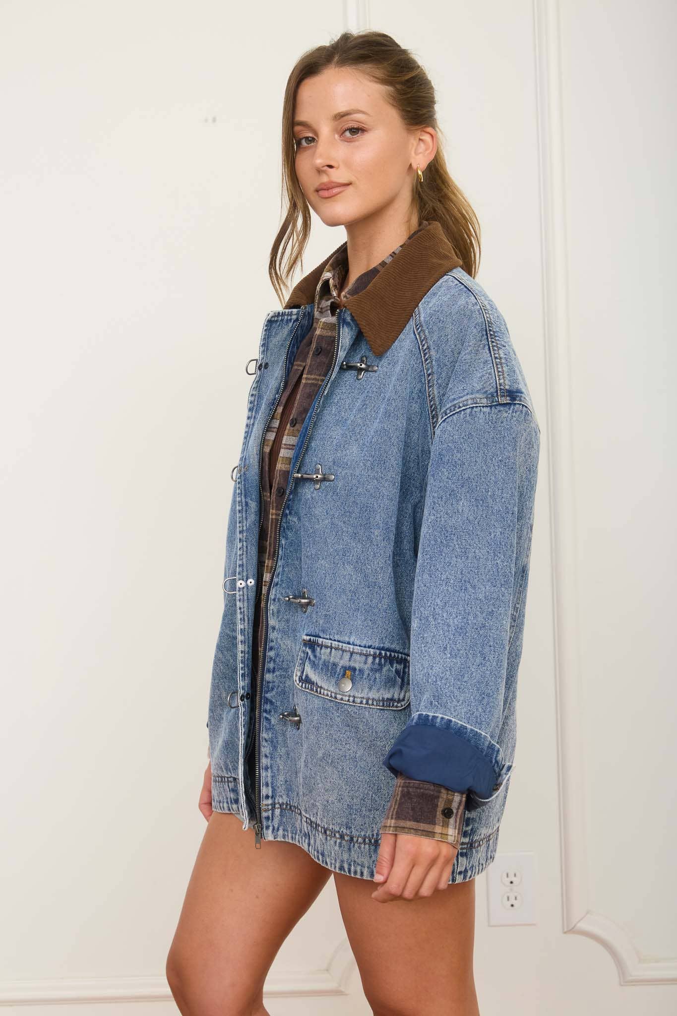 Denim Barn Coat w/hardware closure