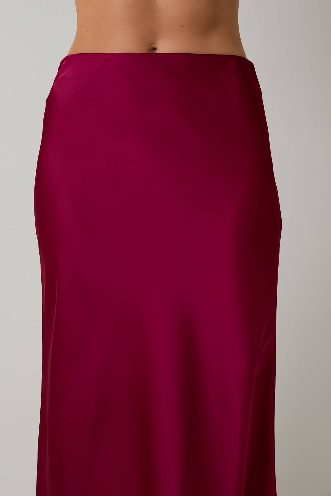 Satin Midi Skirt - Cranberry
