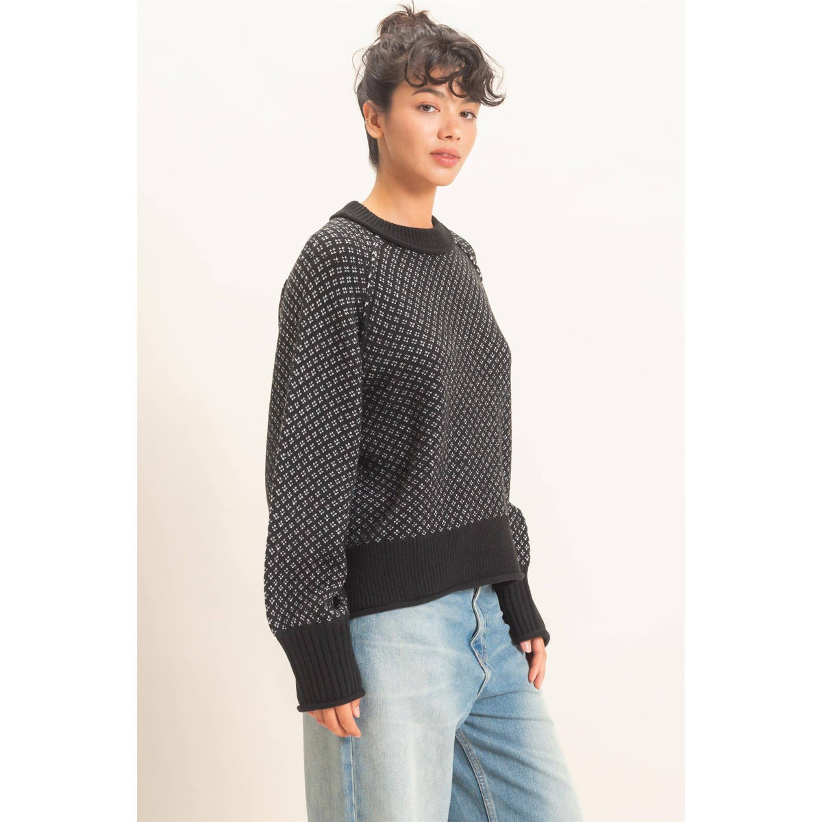 Patterned Sweater -Black
