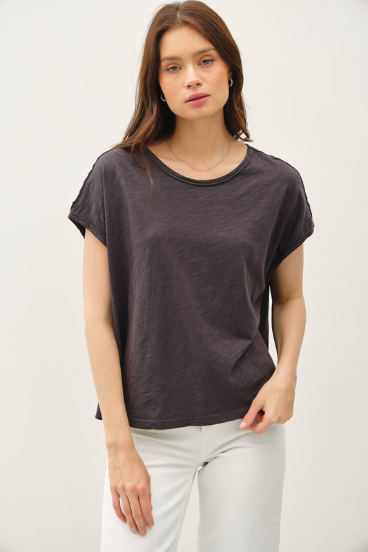 Boxy Muscle Top - Charcoal
