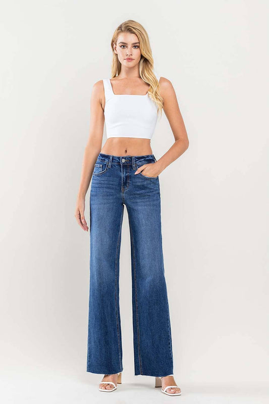 High Rise Wide Leg Jean w/raw hem