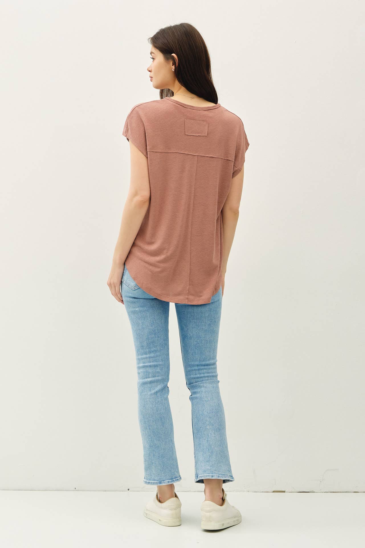 V-Neck Linen Tee - Clay Willoughby