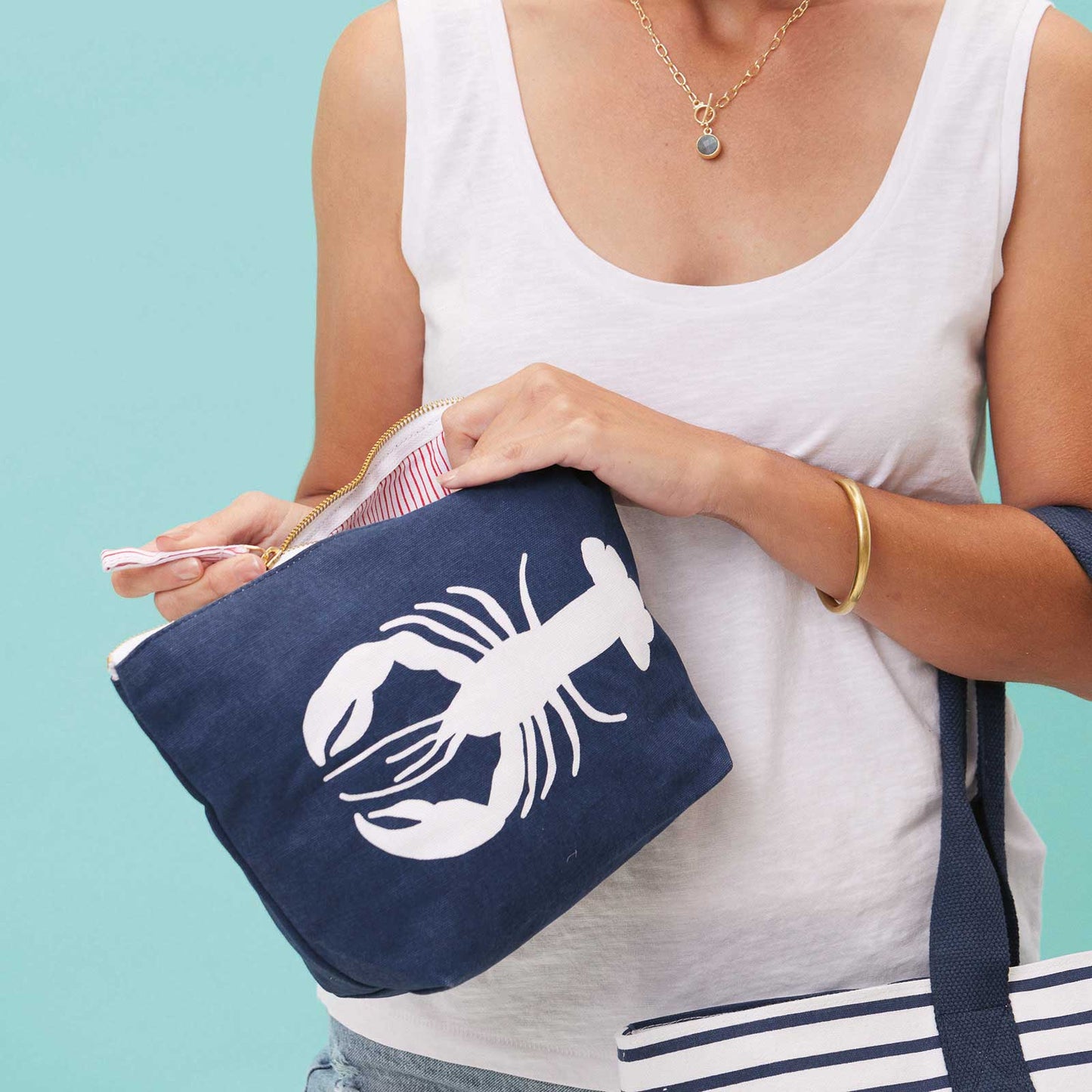 Lobster Navy Pouch - Large