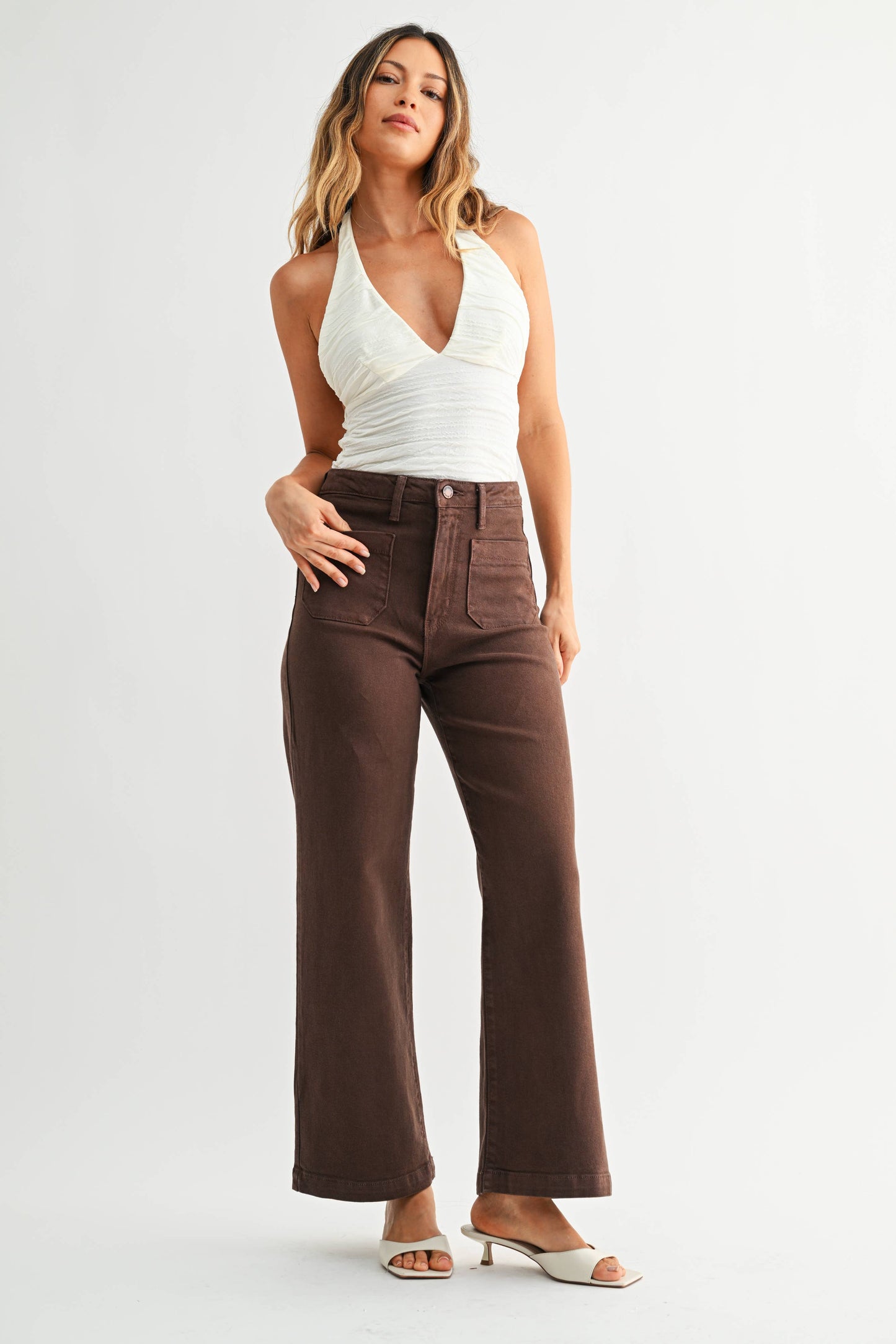 Patch Pocket Wide Leg - Dark Brown