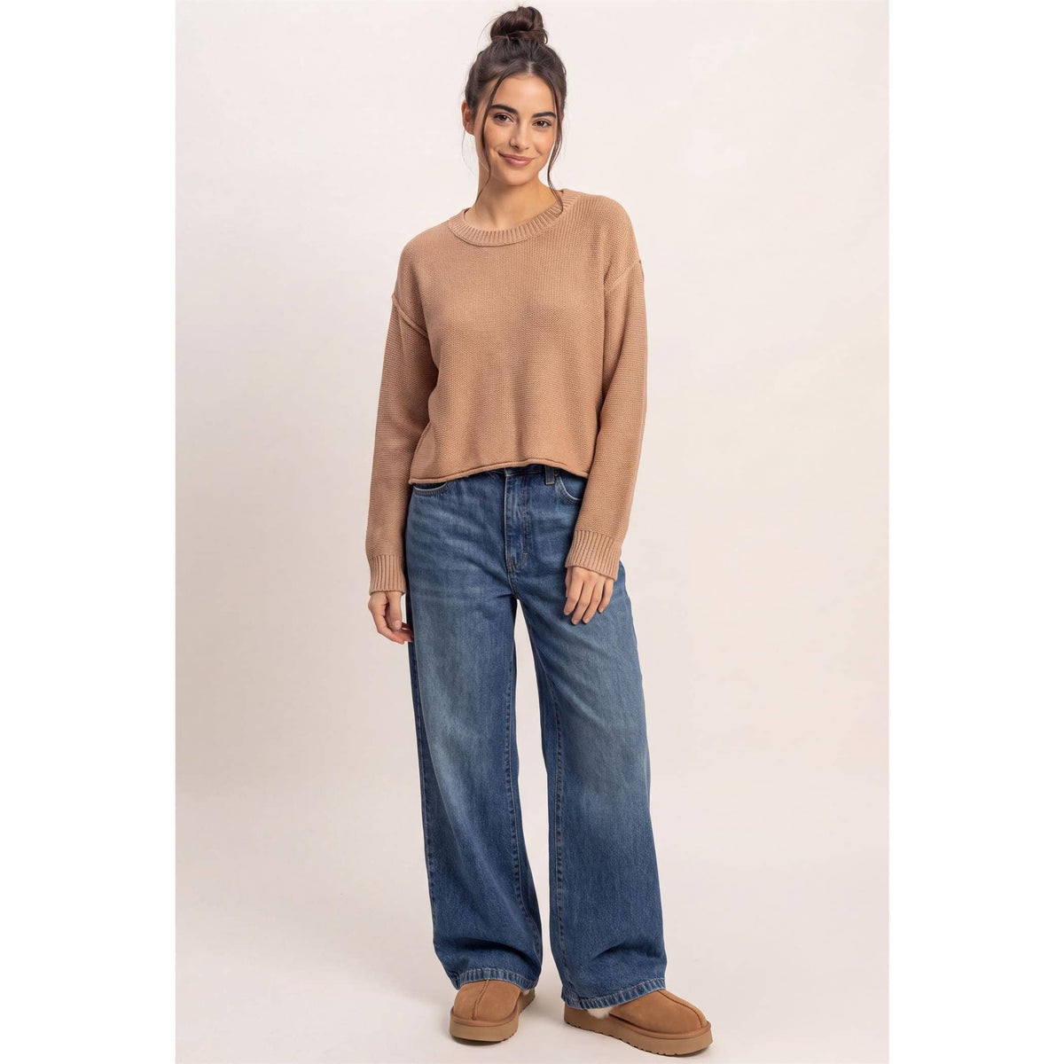 Seam Detail Oversized Sweater - Taupe