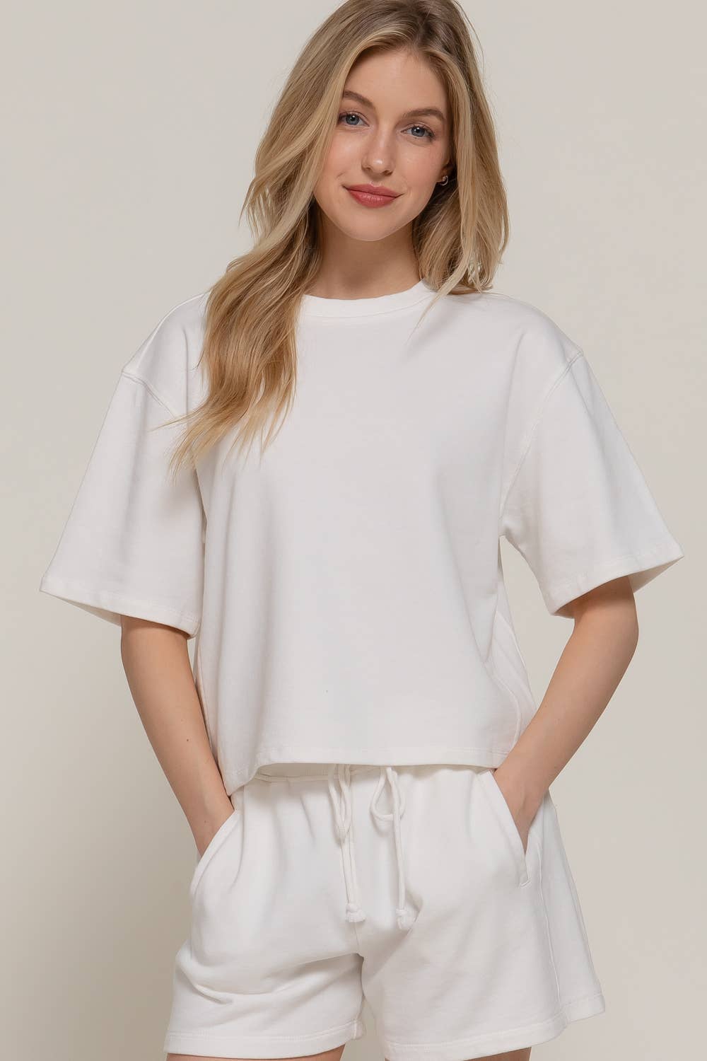 Short Sleeve Jersey Top - White