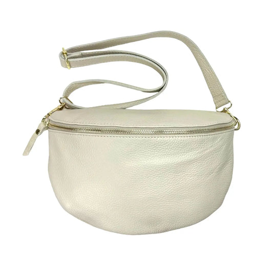 Large Italian Leather Crossbody - Sand