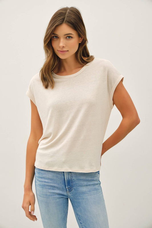 Cap Sleeve Boxy Tee - Natural